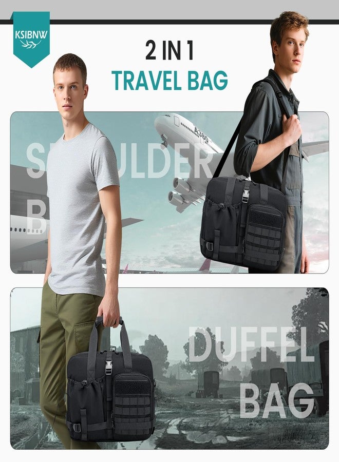 KSIBNW Personal Item Bag 40x30x15cm, Travel Duffle Bag 16x12x6 inch, Tote Carry on Luggage Under Seat for Airplanes Overnight Tactical Messenger Bags 15.6 inch Laptop Bags for Women and Men, Black - Image 2